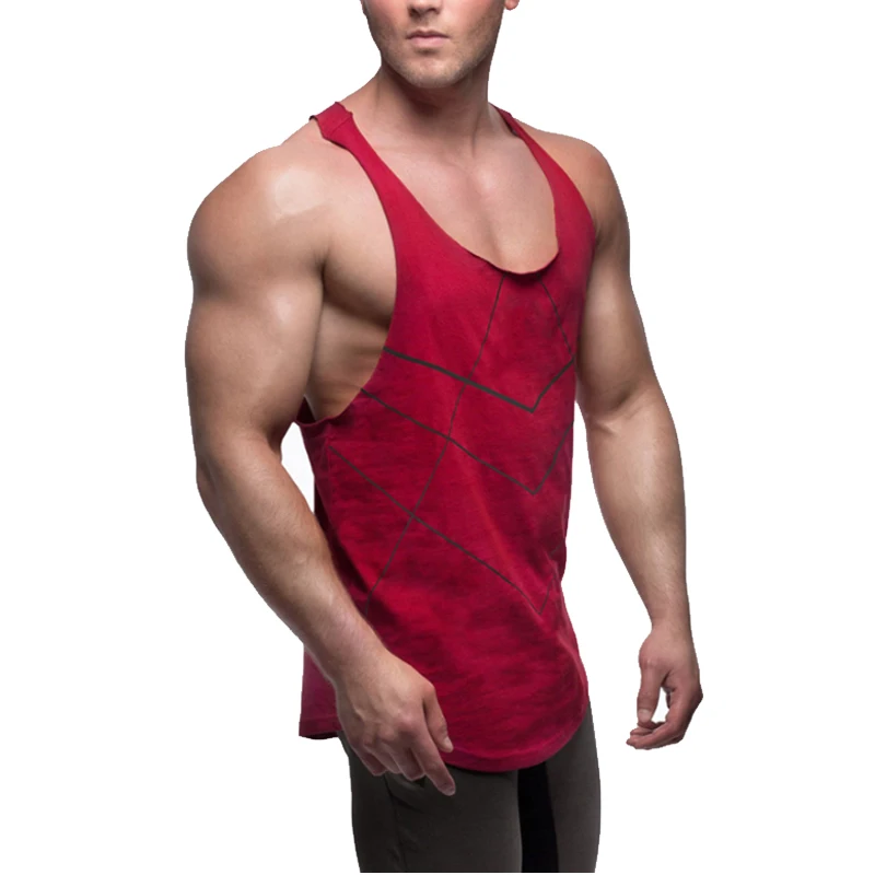 2018 Фитнес Бодибилдинг Racerback майка топы для мужчин фитнес жилет без рукавов хлопок