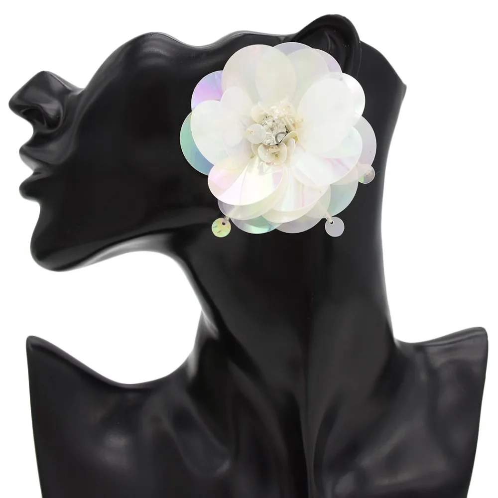 

5 Colors Korean Fashion Acrylic Stud Earrings Exaggerated Big Flower Cute Statement Earrings Crystal Stud Earrings Women Jewelry