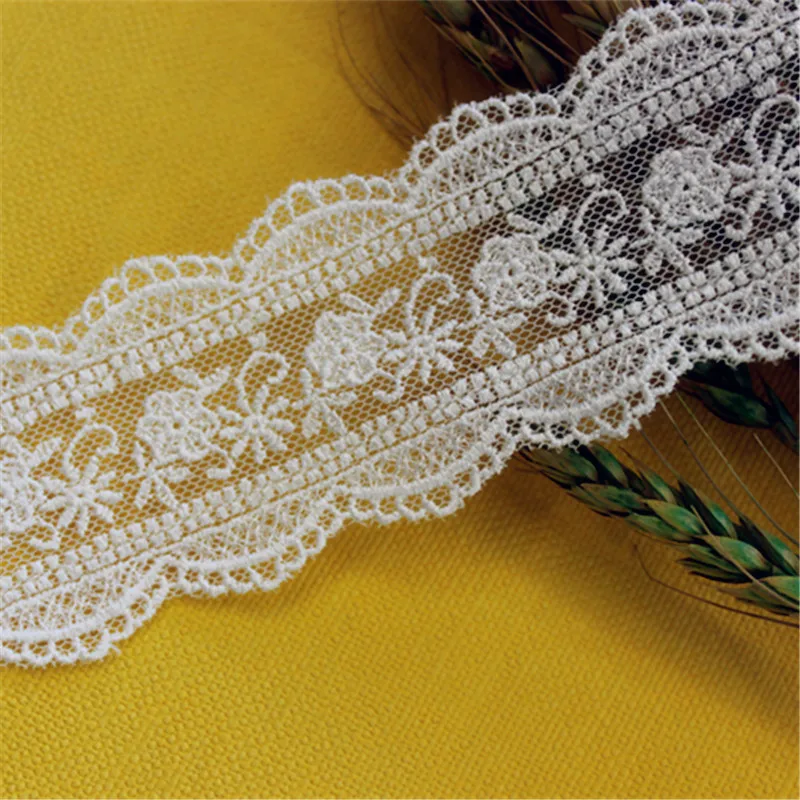 4Yds/лот 5 см в ширину Exquisitewhite искусственный шелк с вышивкой виде кружева одежда