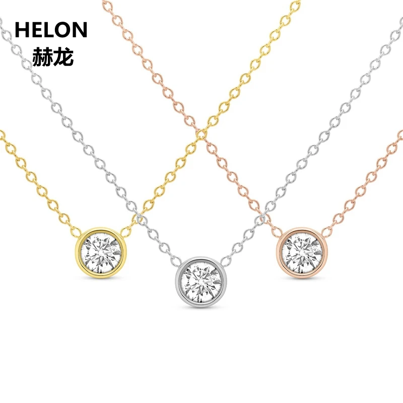 Кулон с муассанитом 2 карата ожерелье из твердого желтого золота 18 К круглые