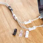 Пластиковые Кабельные Зажимы 20 шт.лот, самоклеящиеся зажимы, зажимы для настольного шнура, фиксирующее устройство, зажимы для USB-шнура, держатель, Органайзер