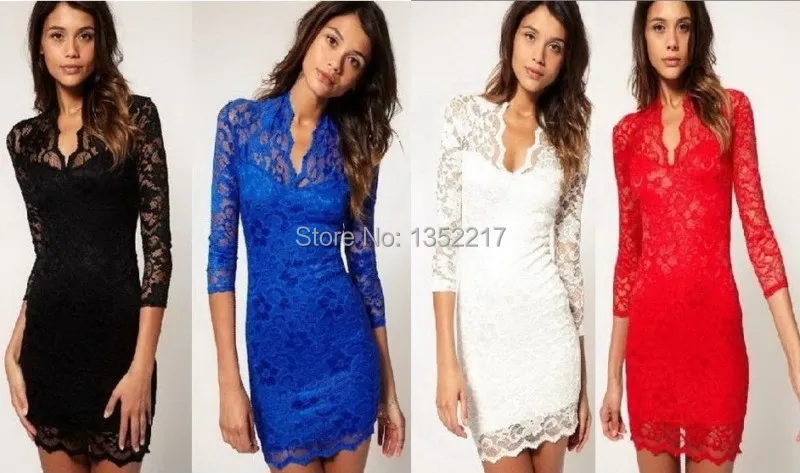 Sexy lace dress 2016 жаркое лето three четверти рукав v шеи женщины сексуальные платья vestidos |