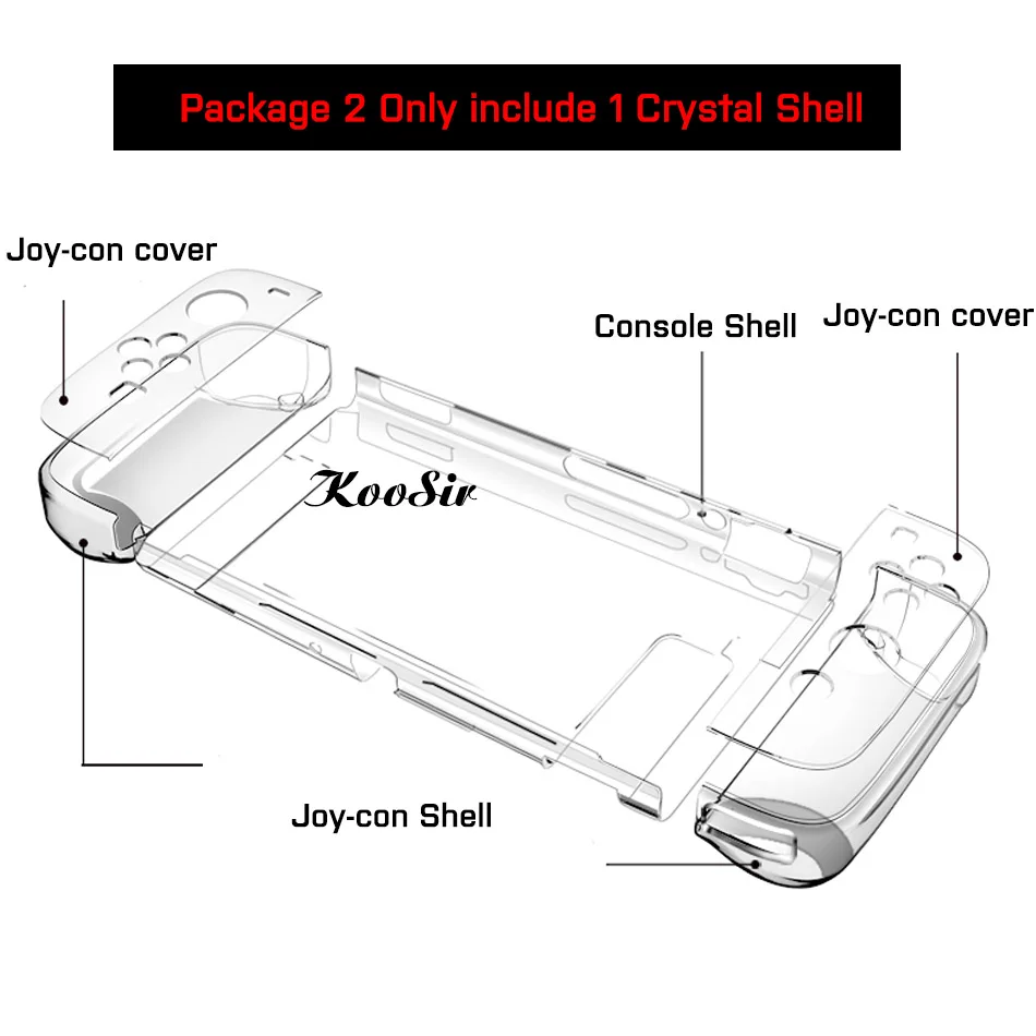 Package 2 Nintendo s дорожный переключатель Прозрачный чехол для ПК+ пленка из закаленного стекла+ 4 крышки Joycon для nintendo Switch твердый кожух - Цвет: Package 2