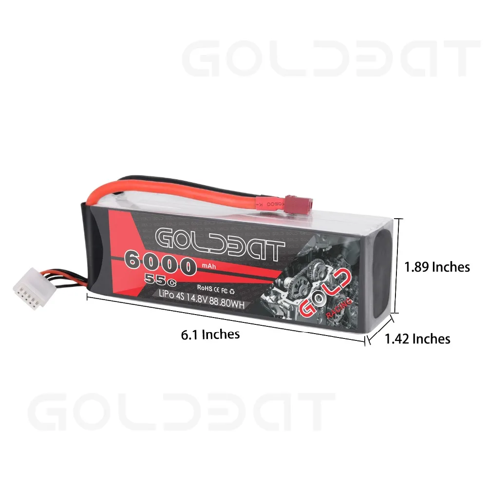 GOLDBAT 6000mAh lipo батарея 14,8 v 4S RC автомобиль 6000mAh lipo 55C батарея LiPo 14,8 v с штекером Deans для RC грузовика RC Heli самолета