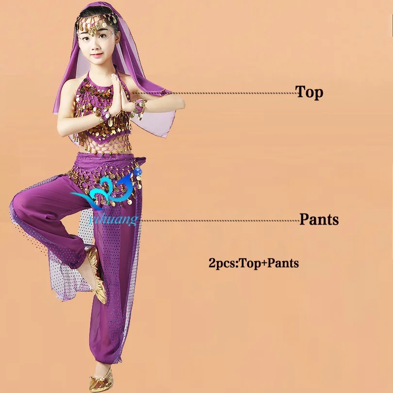 Purple 2pcs Костюмы для профессионального представления для индийского танца живота/восточных танцев/Хэллоуина/цыганского живота Египетский костюм с хип-шарфом - Цвет: Purple 2pcs
