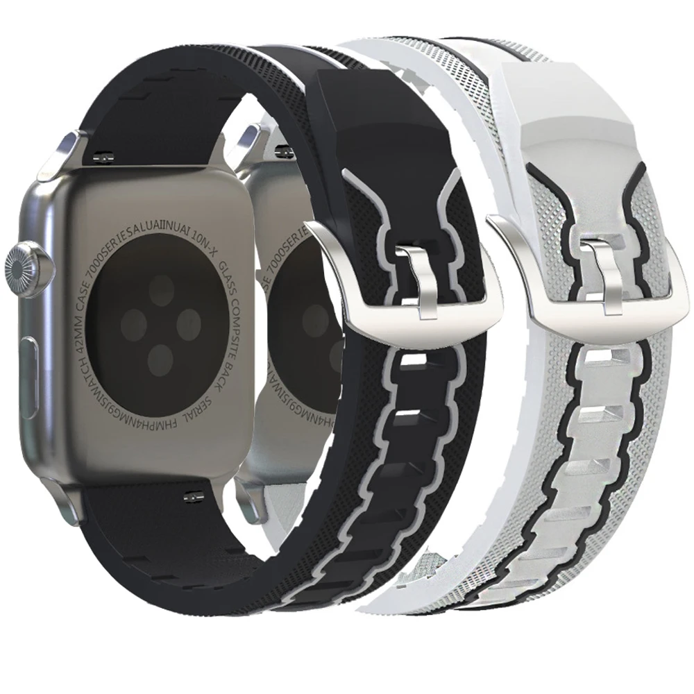 Популярные силиконовый ремешок для часов 38 мм 42 Apple Watch группа 40 44 Резина Мода iwatch 4