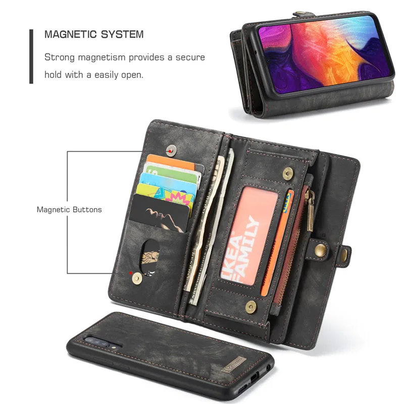 Для Samsung Galaxy A50 A70 A20 A30 A40 роскошный настоящий флип-кошелек кожаный чехол для