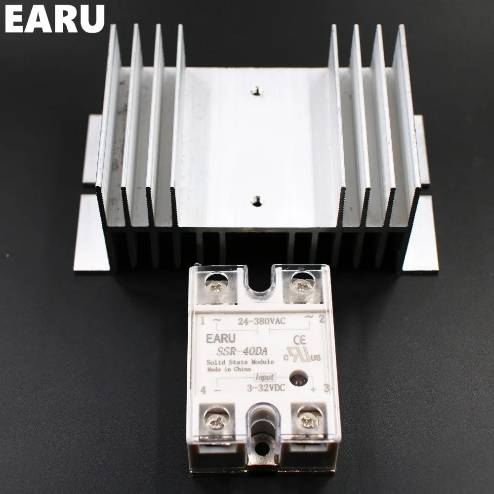 

1 pc SSR-40DA Solid State Relay Moudle SSR-40 DA 40A Hot Sale Quality + 1 pc M / W type Heatsink Aluminum Radiator Combination