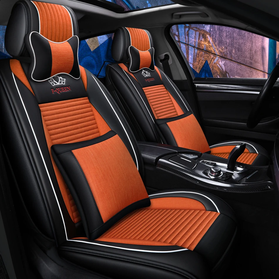 KADULEE Авто льняные автомобильные чехлы для сидений ford mondeo focus 1 2 fusion fiesta mk7 ranger explorer galaxy чехлы для сидений автомобилей