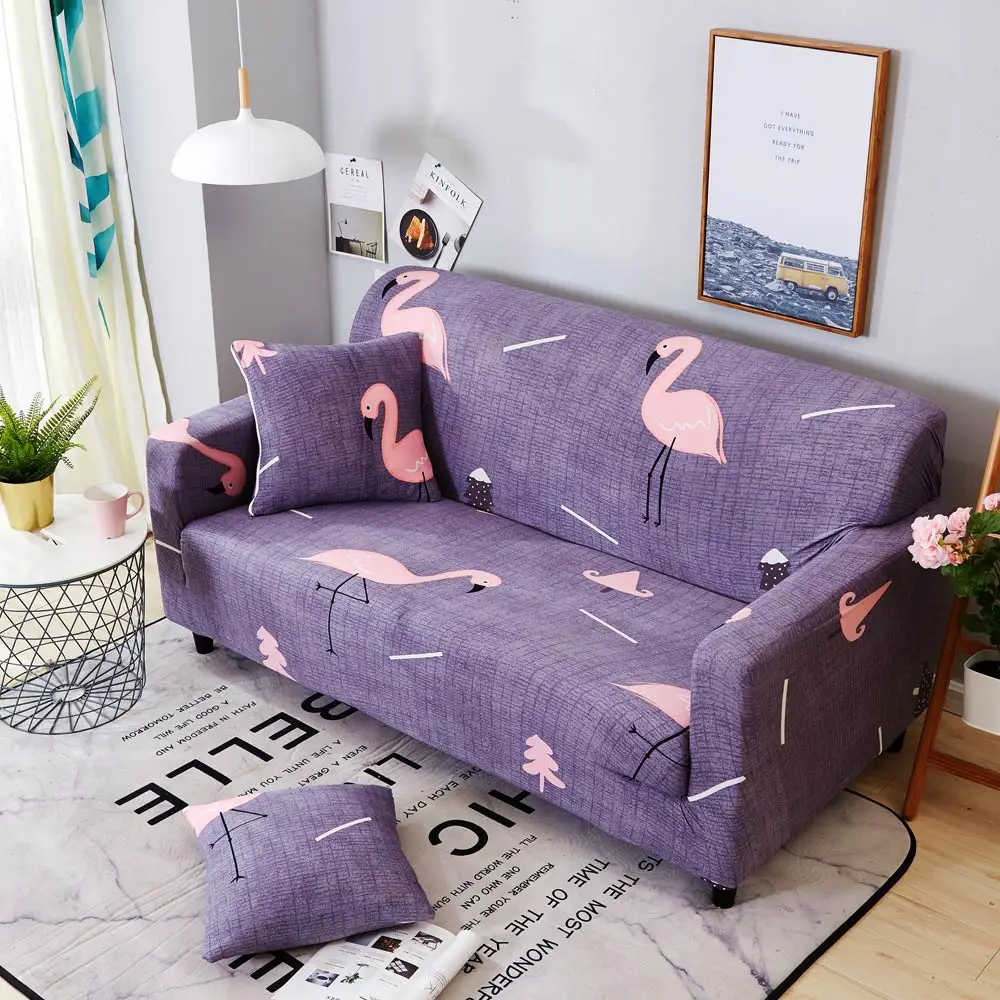 2018 Розовый фламинго фиолетовый растягивающийся эластичный стул Loveseat L форма