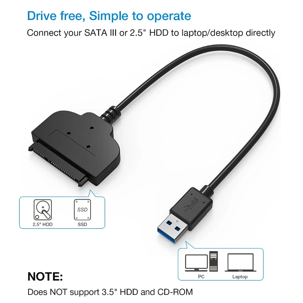 Адаптер YUNCLOUD USB к Sata кабель конвертер 22 pin серия ATA III 3 0 адаптеры для 2 5 &quotSATA HDD SSD