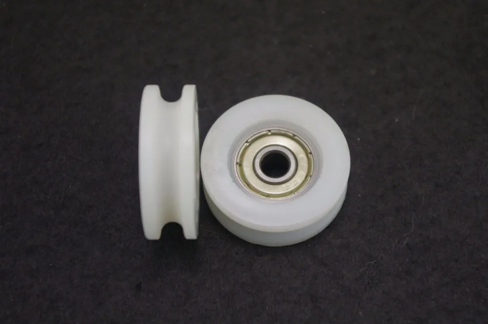 Sliding nylon package bearing with U-Groove rubberized bore 6mm white color pulley/wheel 21mm*6mm*7mm | Обустройство дома
