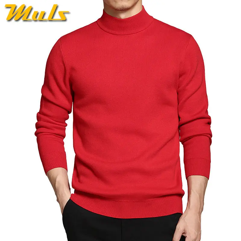 6XL Muls, винно-красный свитер с высоким воротом, мужские зимние толстые вязаные мужские пуловеры, осенний мужской свитер с высоким воротом, X'mas, плюс размер, 5XL - Цвет: Red