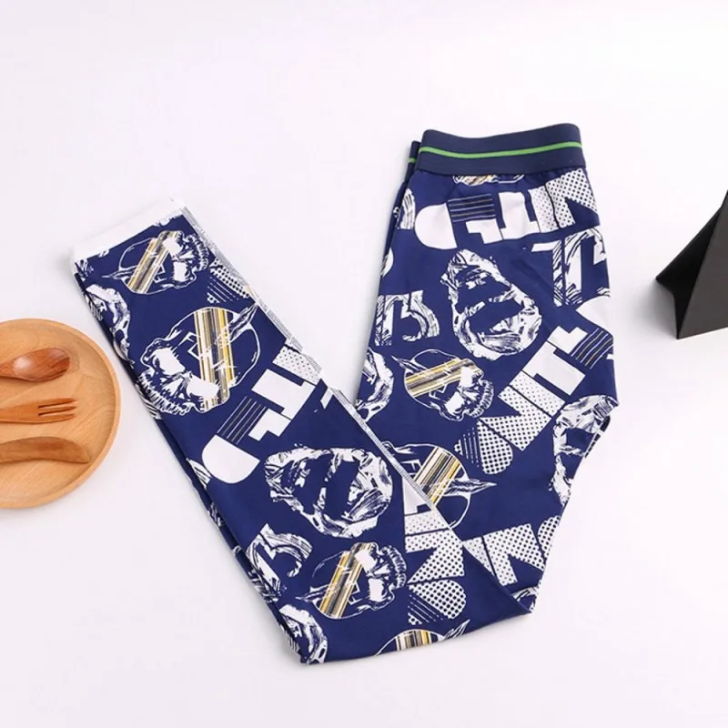 Men Long Johns Warm Pants Thin Slim Solid Low Waist Fashion Print Breathable Gay Sexy Underwear Male Tight Legging Bottoms