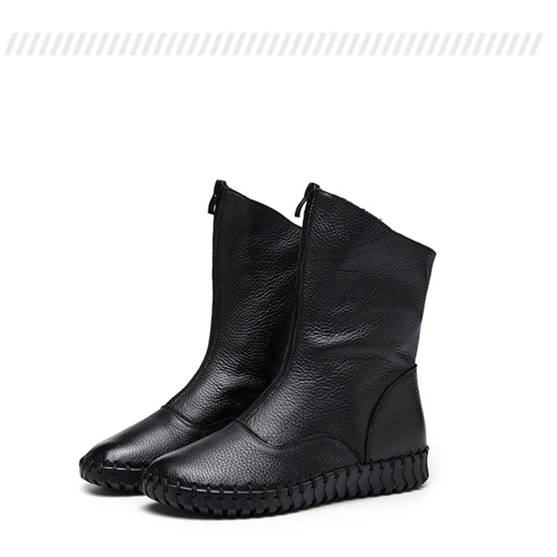 Зимние ботинки из натуральной кожи 2018 Брендовые женские зимние обувь для мам