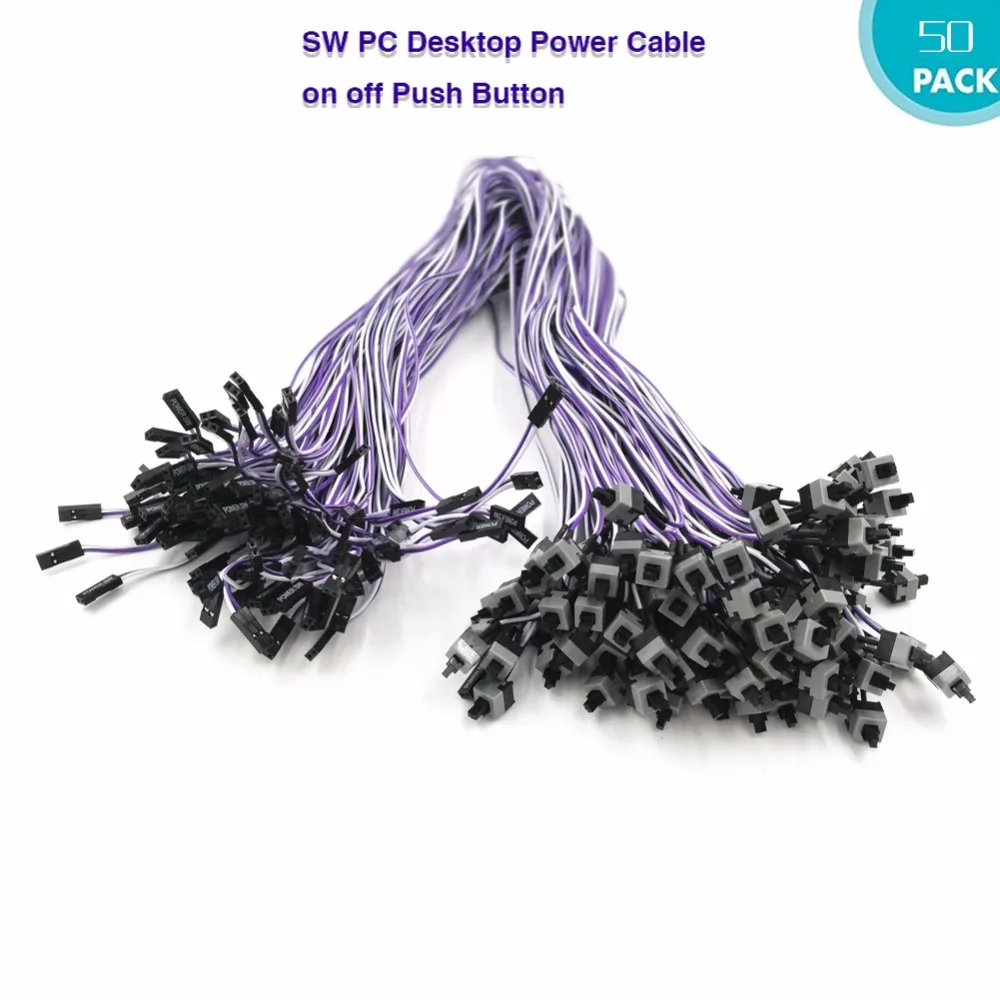 

FUERAN 50Pcs 2 Pin SW PC Power Cable on/Switch Wire off Push Button ATX Computer 45cm -50Pack