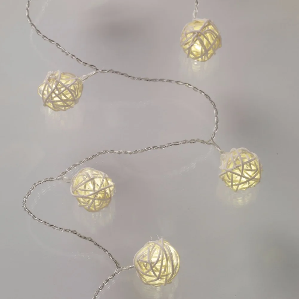 3 м 20LED USB Питание 4 см ротанговый шар СВЕТОДИОДНАЯ Гирлянда освещение Рождество