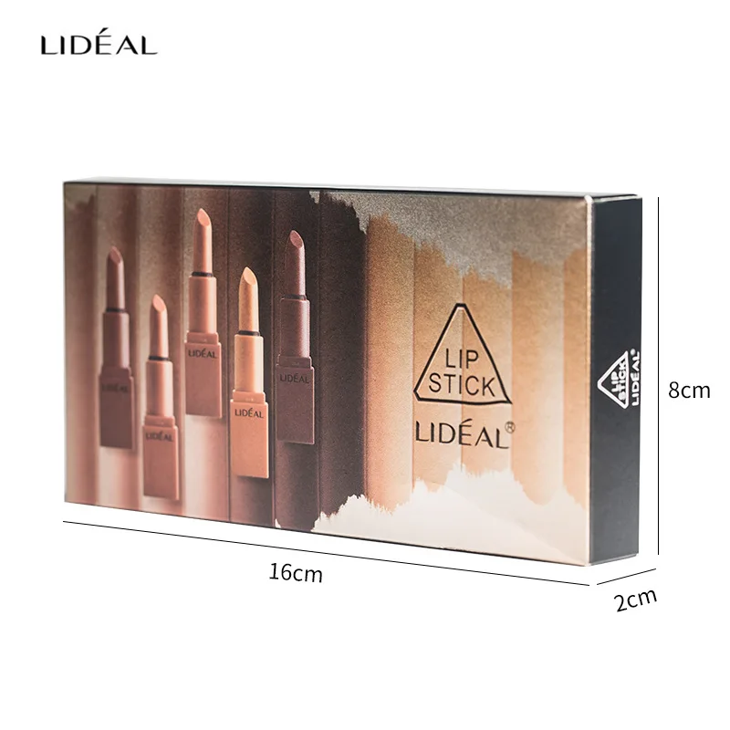 LIDEAL 5pcs/set Mini Long Lasting Lipstick Cocoa Color Lips New Sale 1(SET)5 Colors None-stick Cup Portable Cosmetics |