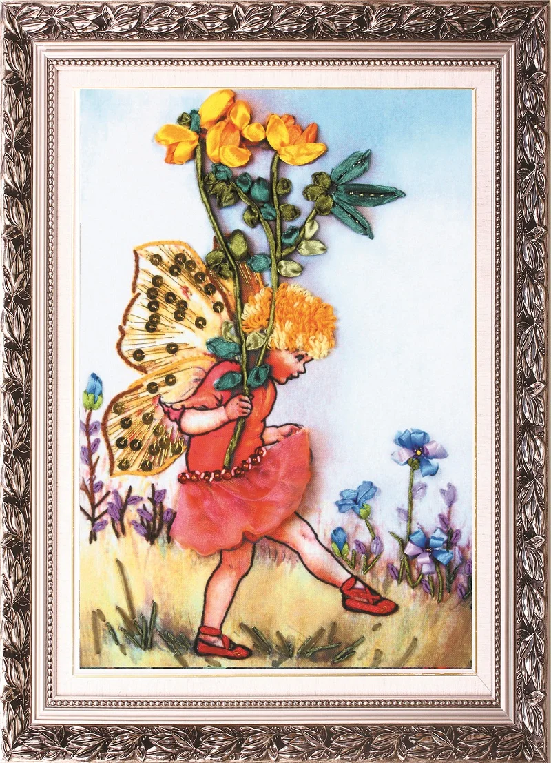 Новое прибытие незавершенные ленты вышивка цветок картины наборы ручной работы