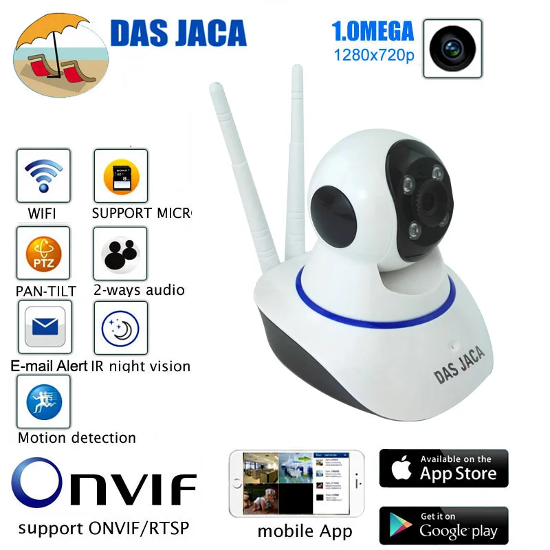 Das Jaca p2p Сетевая Беспроводная 720P hd ip камера PTZ купольная наблюдения ИК