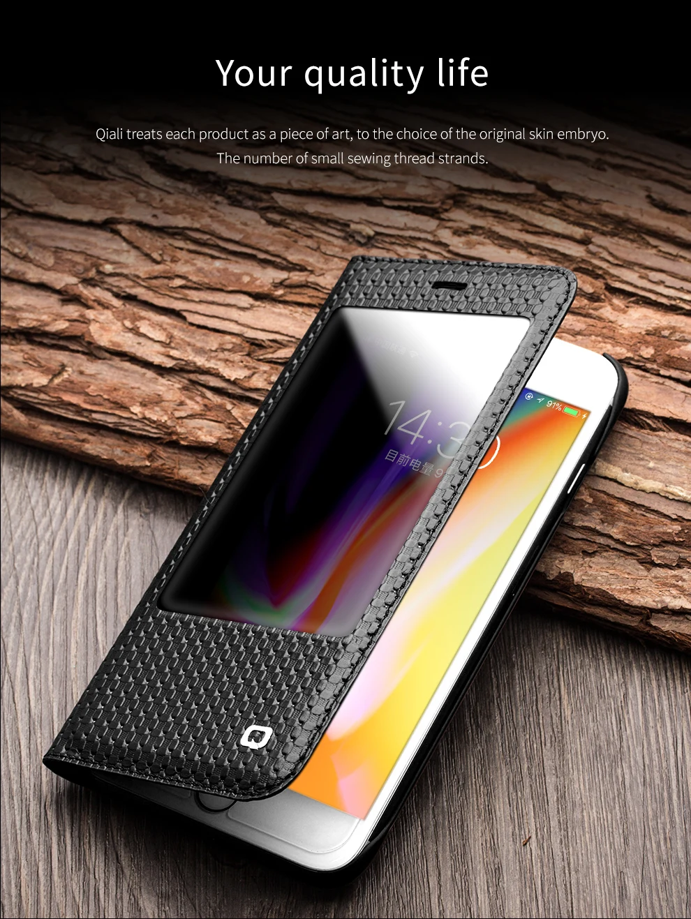 QIALINO, натуральная кожа, Модный чехол для телефона Apple, для iPhone 7/8, 4,7 дюймов, с окошком, роскошный флип-чехол для iPhone 7/8 Plus