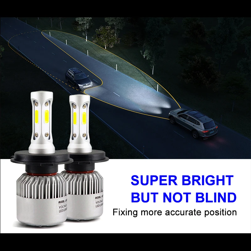 Hlxg 2 Pces Автомобильные светодиодные лампы 8000K Bule белый 8000LM 72 Вт 12 В led H7