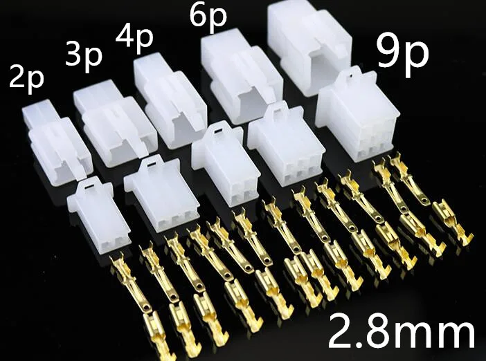 

5set / lot 2.8mm2 3 4 6 9 pin Automotive 2.8 Electrical wire Connector Male Female cable terminal plug Kits Motorcycle ebike car