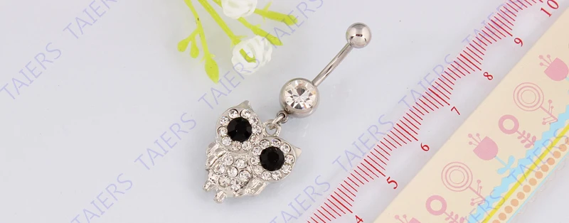 Кольцо для пирсинга пупка в виде совы кольцо 14 г хирургический стальной стержень