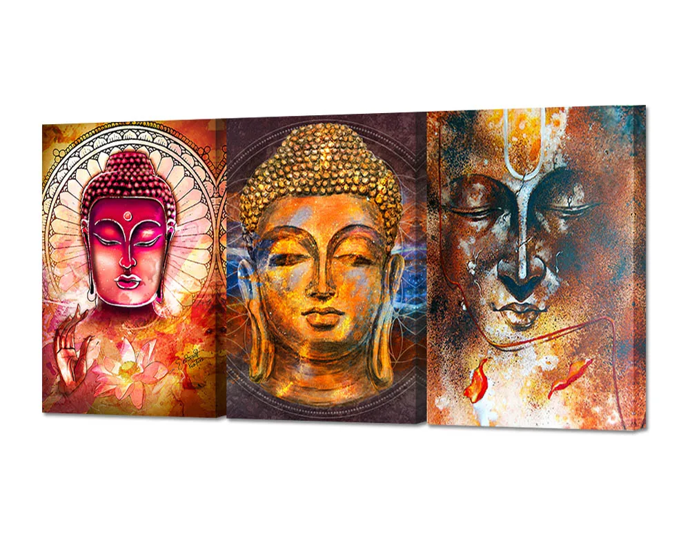 

HD Print 3 pcs Buddha Portrait canvas painting modern home decor wall art picture for living room decor Free shipping PT1438