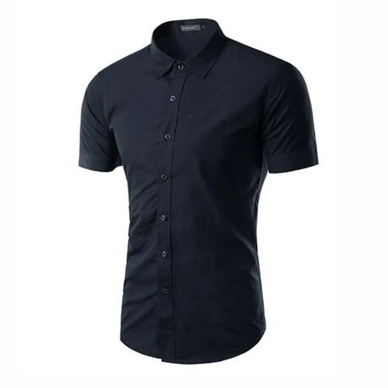 Мужская хлопковая рубашка с короткими рукавами в Корейском стиле Camisa летняя