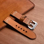 Ремешок для наручных часов onthelevelll, ручной работы, 20, 22, 24 мм, из натуральной кожи, винтажный толстый ремешок в стиле ретро с дымчатым деревом, кремово-желтый