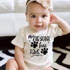 Летний комбинезон для новорожденных с забавными лапами у моего старшего брата Боди для младенцев Комбинезон для маленьких мальчиков и девочек детский комбинезон с буквенным принтом Одежда
