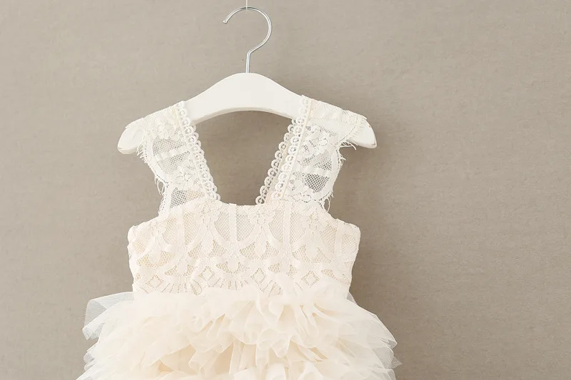 Вечерние платья для девочек 2017 г. Летнее кружевное свадебное платье без рукавов