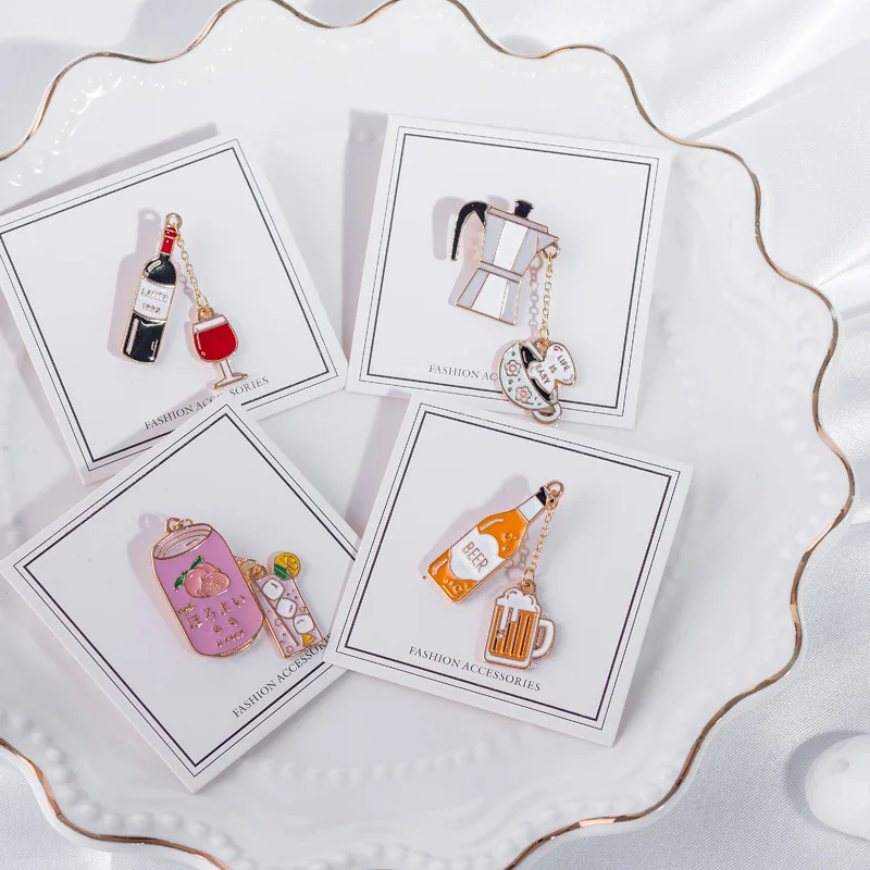 4 шт./компл. креативные кавайные кофейные Броши Металлические Нагрудные булавки