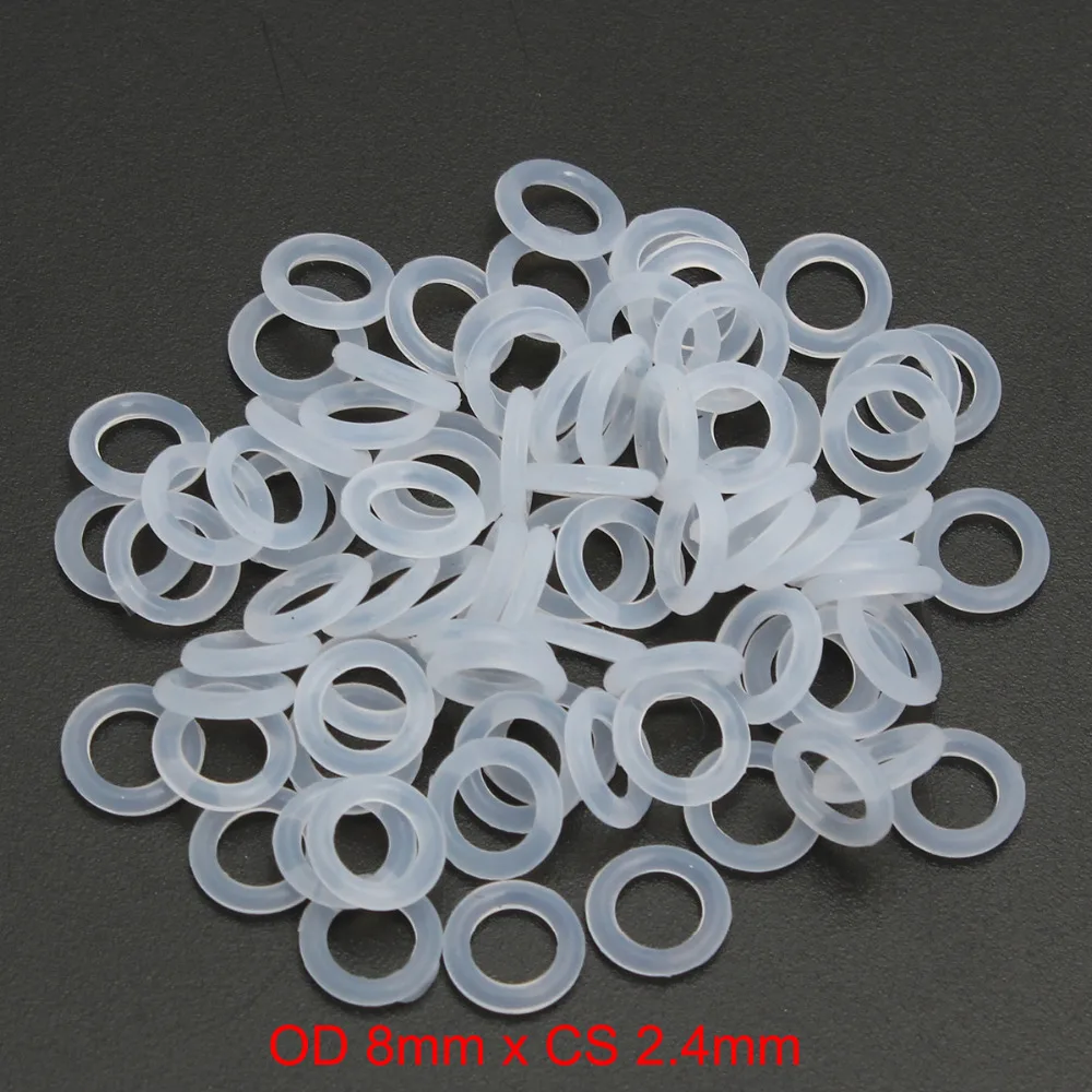 

OD 8mm x CS 2.4mm VMQ PVMQ SILICONE Translucent O ring O-ring Oring Seal Rubber Gasket