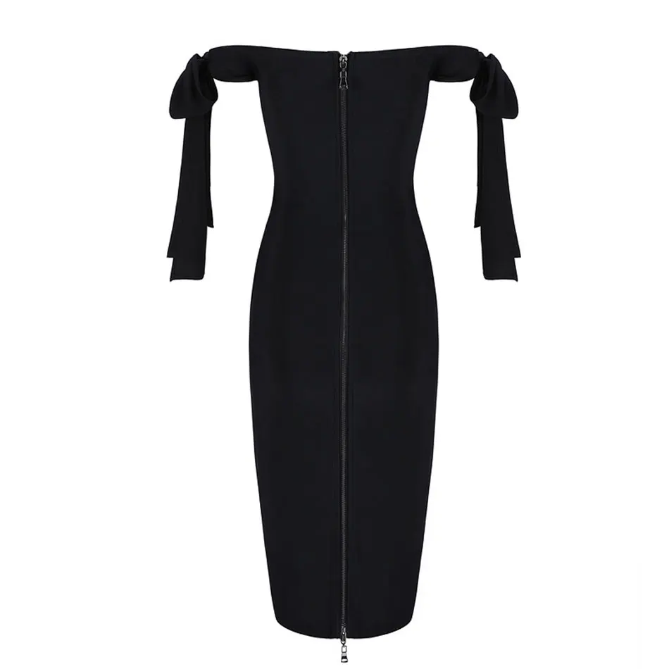 

DressBird Women Summer Bandage Party Dresses Vestido Black Slash Neck Ladies Dress Elegant Off Shoulder Bodycon Vestidos Verano