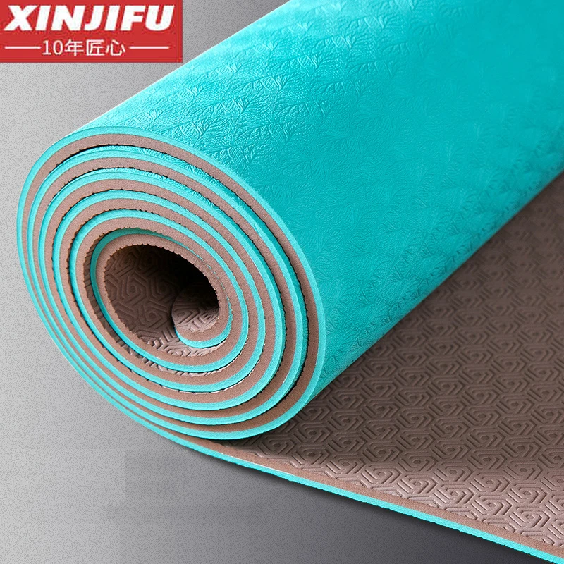 

New Tpe yoga mat new upgrade non-slip 71cm widening 6mm fitness yoga mat