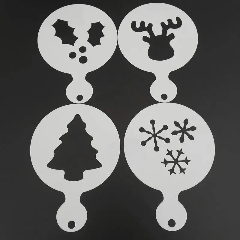 4 шт./компл. Рождественский трафарет для кофе печенья капучино латте форма торта