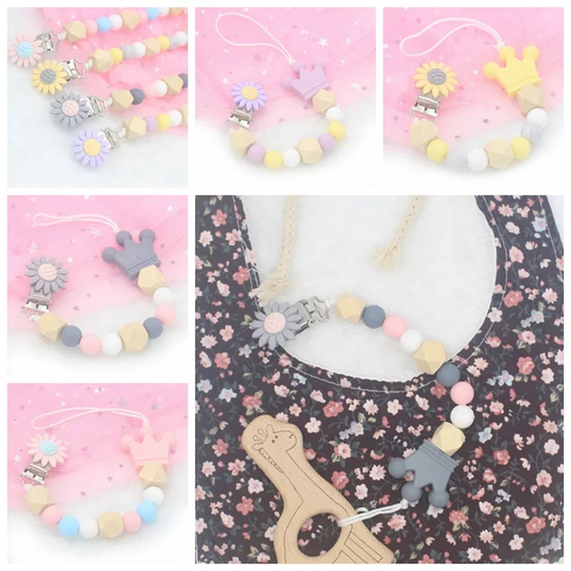 Специальное силиконовое покрытие с деревянная пустышка Клипсы из деревянных