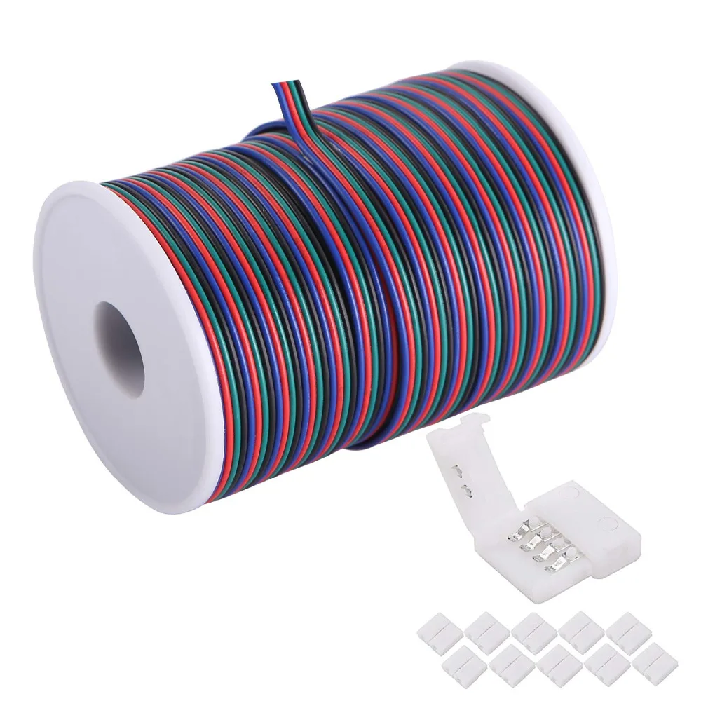 Удлинительный RGB кабель с катушкой 4 контакта 18/20/22 AWG светодиодные ленты