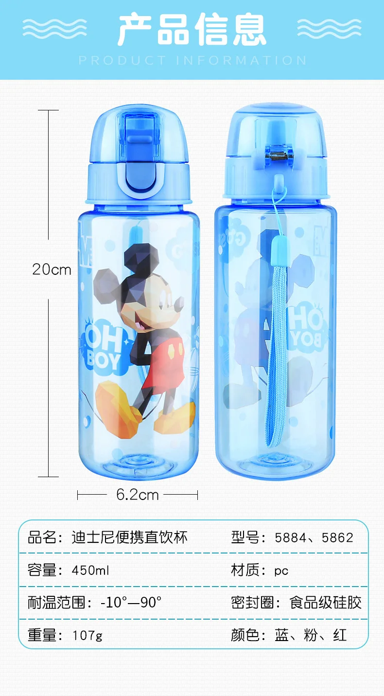 Disney Children's Cup Fashion Cartoon Hand Cup Tritan BPA Free Gift Student Straight Drink Cup