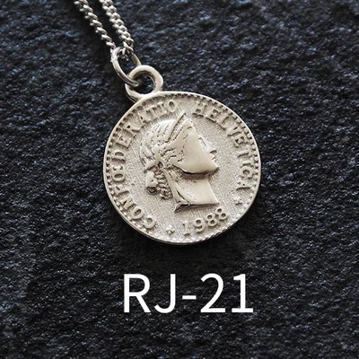 RJ-21 925 Серебряная монета ожерелье Чокер-колье Золотая подвеска шарм минимализм ювелирные изделия Винтаж Бохо Bijoux Femme колье ожерелье для женщин - Окраска металла: RJ-21