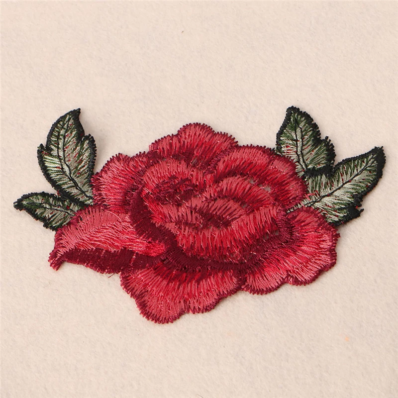 Rose Flower Embroidery Fabric Sew On Patch Bag Hat Clothes Dress Applique Craft | Дом и сад