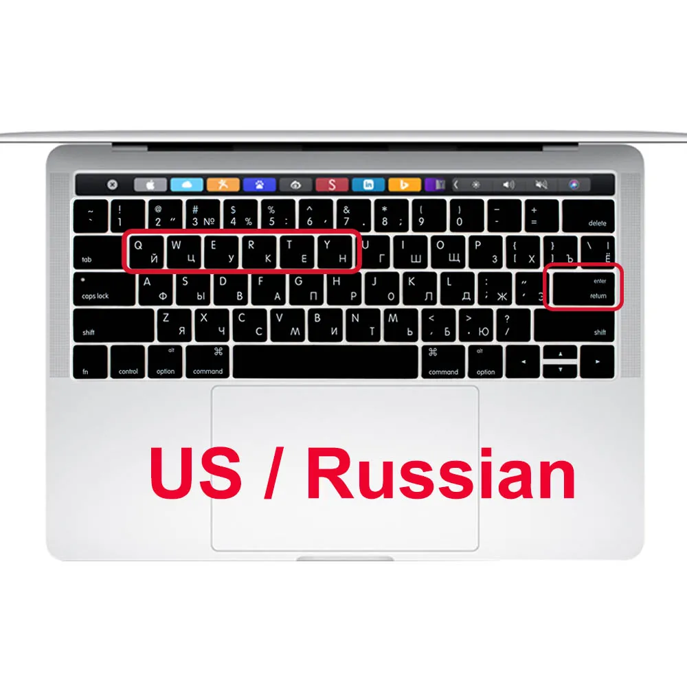 

Чехол для клавиатуры с русской раскладкой, силиконовый чехол для нового Macbook Pro 13, 15 дюймов с сенсорной панелью A1706, A1707 - US Enter