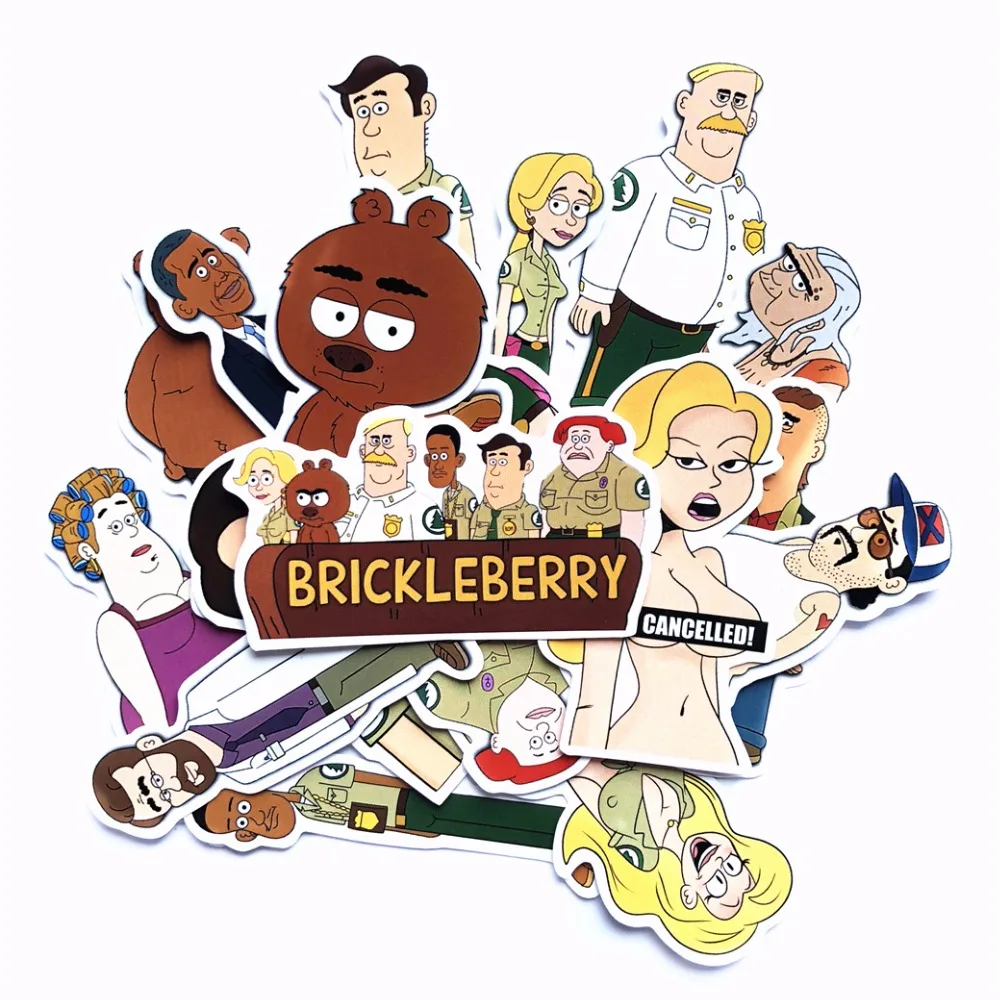 18 шт./лот, американская драма, наклейка с надписью Brickleberry, наклейка для автомобиля, ноутбука, холодильника, рюкзака, ноутбука, водонепроницаемая наклейка, наклейка s