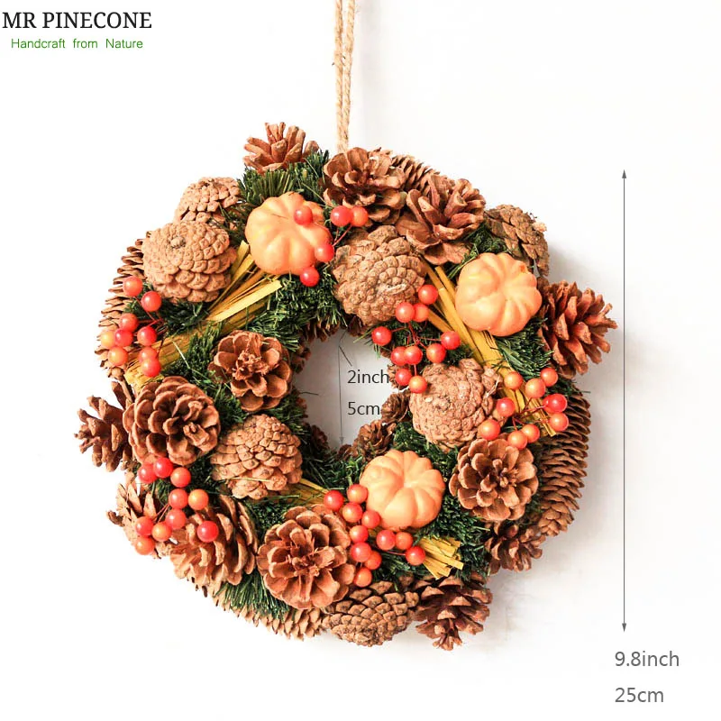 D9." Pinecones Candel держатель натуральный материал дверь венок домашний декор День благодарения Декор Тыква осенний венок
