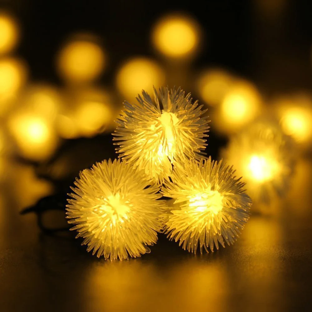Уличная светодиодная гирлянда на солнечной батарее уличный фонарь с помпоном