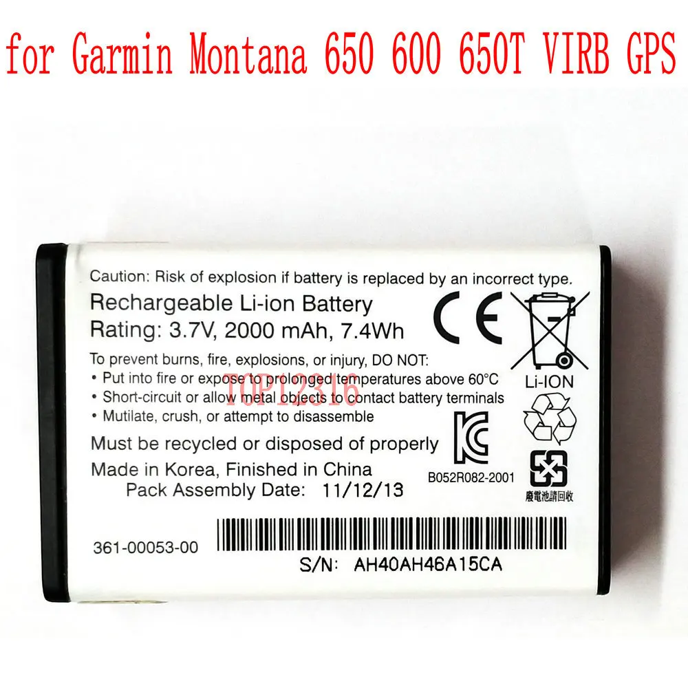 Оригинальный аккумулятор Ansheng 3 7 в 361 Вт ч 00053 00/04 1960 2000 650 мА/ч для Garmin Montana 600