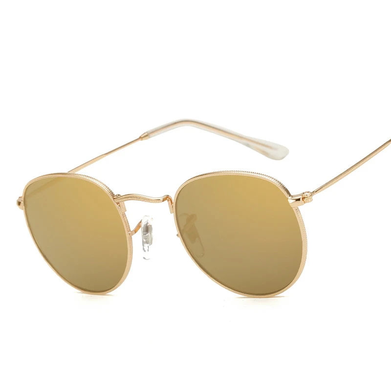 Солнцезащитные очки унисекс в металлической оправе с зеркальным покрытием UV400