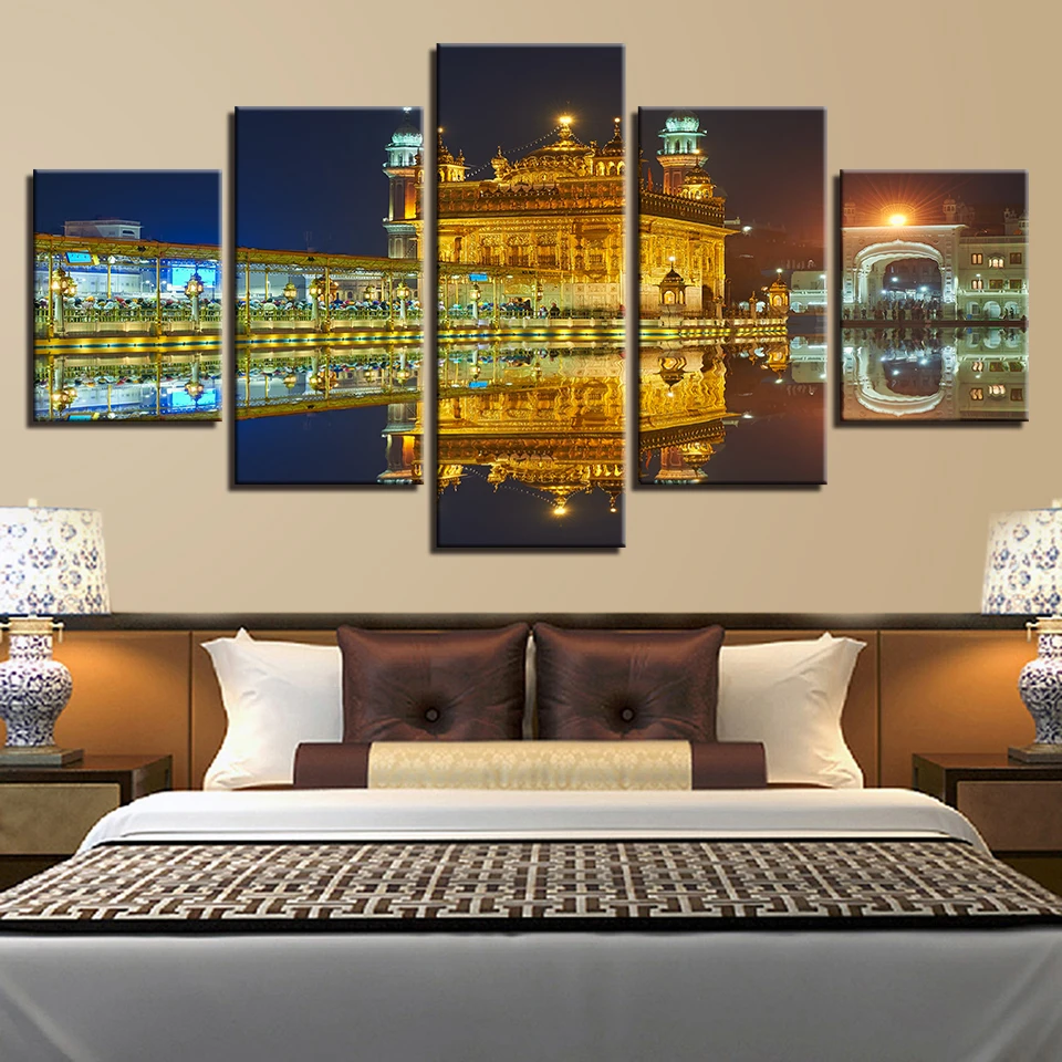 Настенный постер на холсте для гостиной домашний декор 5 шт. золотые храмы